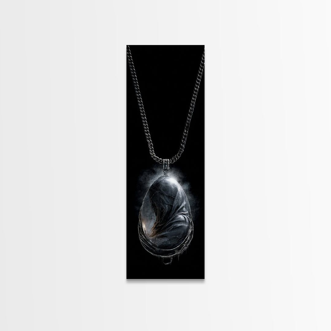 The Moonstone Amulet, Surreal Apocalyptic Art, Tall Narrow Wall Art, Gothic Horror Wall Art, Canvas Print, Halloween Wall Art
