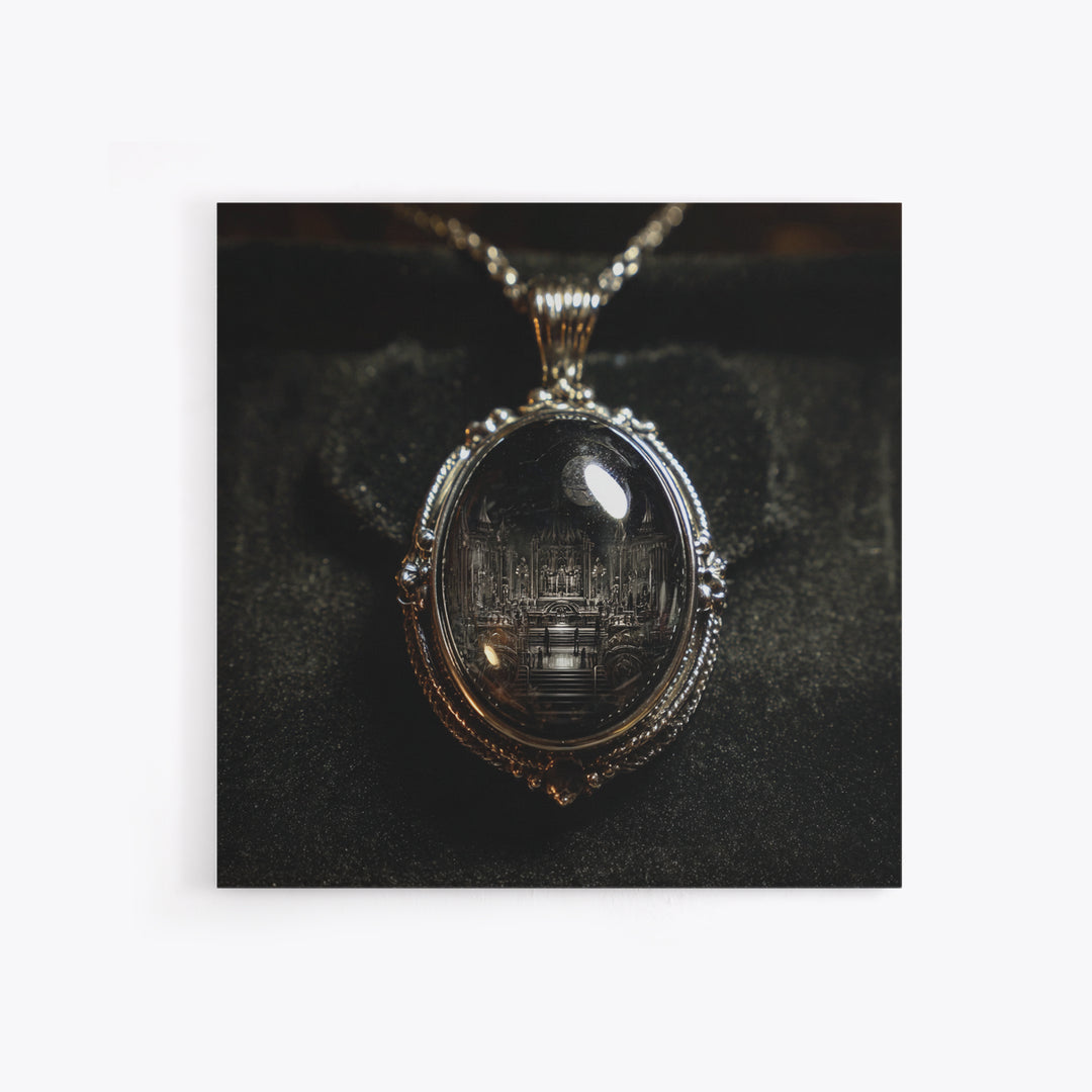 The Moonstone Amulet, Biomechanical Horror Art, Square Wall Art, Gothic Horror Wall Art, Canvas Print, Halloween Wall Art, Spooky Wall Decor