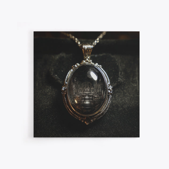 The Moonstone Amulet, Biomechanical Horror Art, Square Wall Art, Gothic Horror Wall Art, Canvas Print, Halloween Wall Art, Spooky Wall Decor