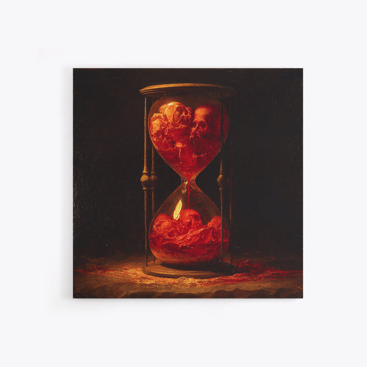 The Crimson Hourglass, Dark Renaissance Art, Square Wall Art, Dark Fantasy Wall Art, Framed Canvas Print, Halloween Wall Art