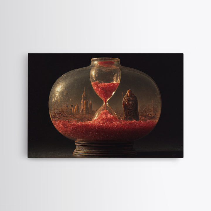 The Crimson Hourglass, Romantic Gothic Landscape, Landscape Wall Art, Dark Fantasy Wall Art, Canvas Print, Halloween Wall Art