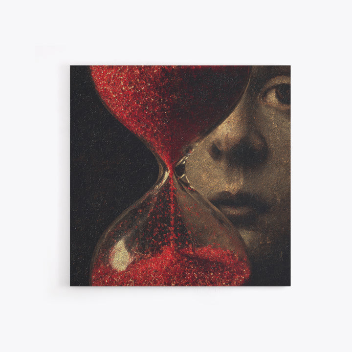The Crimson Hourglass, Symbolist Dream Art, Square Wall Art, Dark Halloween Decor, Canvas Print, Halloween Wall Art, Macabre Wall Art