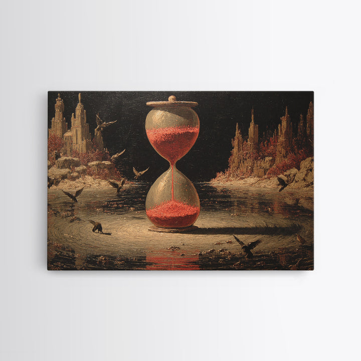The Crimson Hourglass, Symbolist Gothic Landscape, Landscape Wall Art, Gothic Horror Wall Art, Framed Canvas Print, Halloween Wall Art