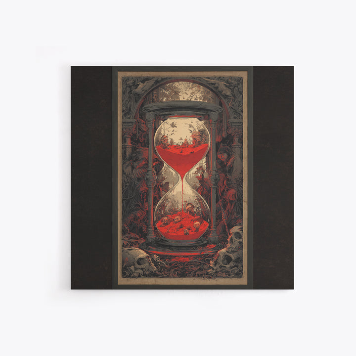 The Crimson Hourglass, Decadent Gothic Art, Square Wall Art, Dark Halloween Decor, Framed Canvas Print, Halloween Wall Art