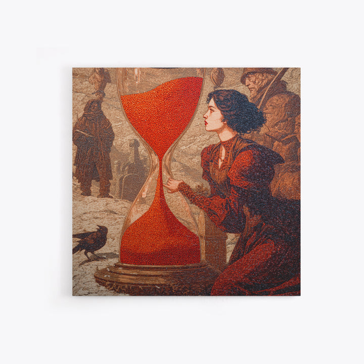 The Crimson Hourglass, Symbolist Death Art, Square Wall Art, Macabre Wall Art, Canvas Print, Halloween Wall Art, Seasonal Home Decor