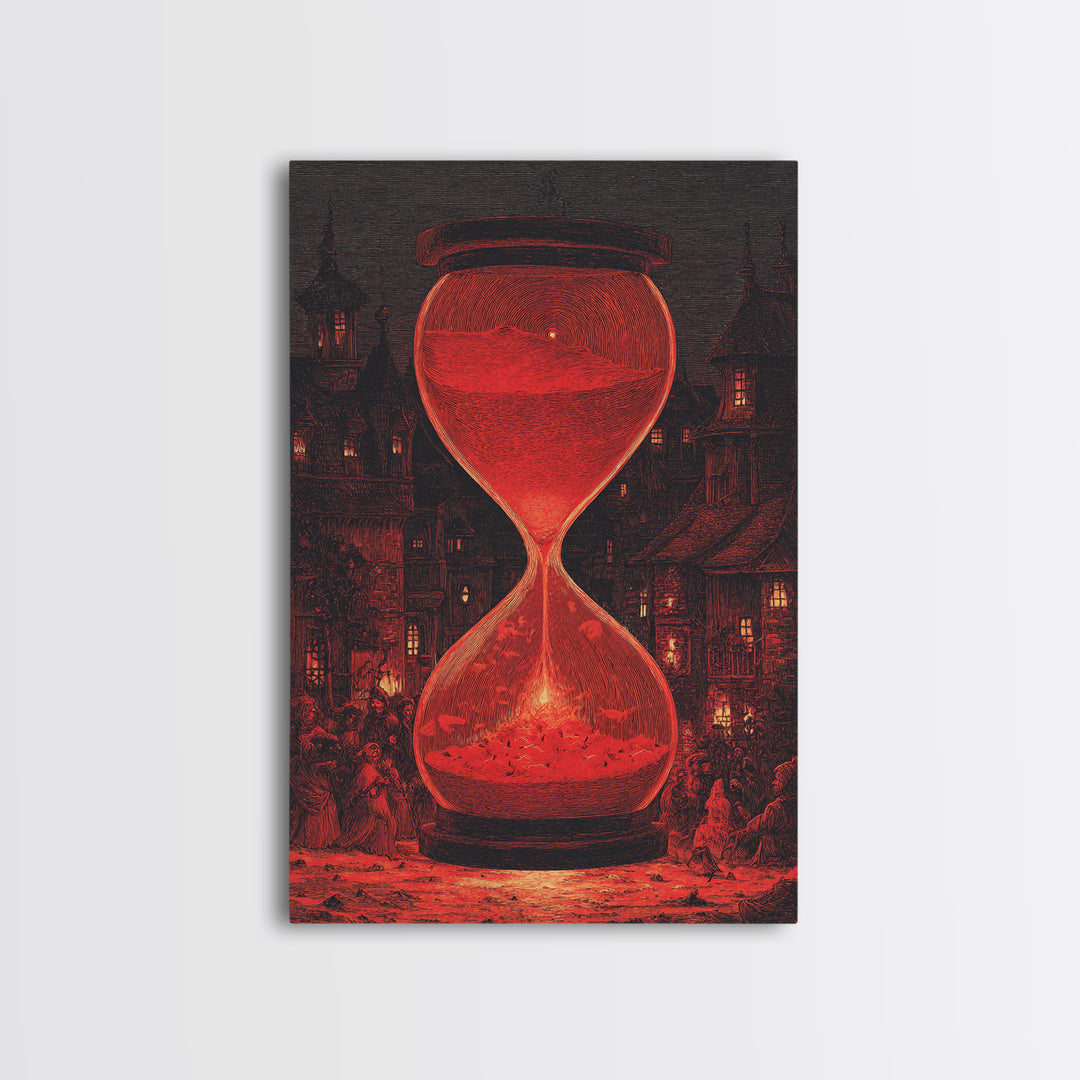 The Crimson Hourglass, Victorian Macabre Art, Vertical Wall Art, Dark Halloween Decor, Canvas Print, Halloween Wall Art