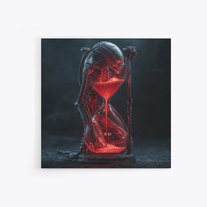 The Crimson Hourglass, Biomechanical Horror Art, Square Wall Art, Gothic Horror Wall Art, Framed Canvas Print, Halloween Wall Art