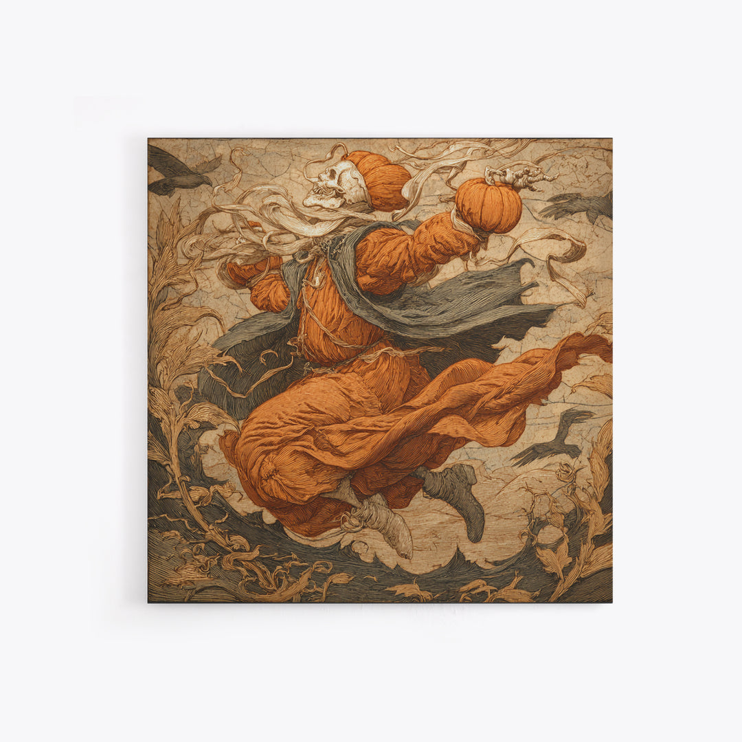 The Jack-O'-Lantern Throne, Danse Macabre Art, Square Wall Art, Macabre Wall Art, Framed Canvas Print, Dark Fantasy Art