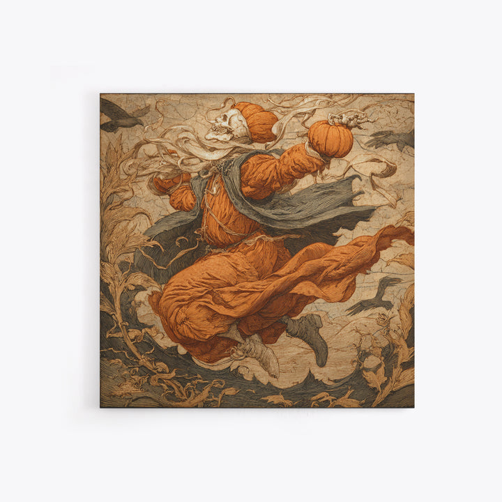 The Jack-O'-Lantern Throne, Danse Macabre Art, Square Wall Art, Macabre Wall Art, Framed Canvas Print, Dark Fantasy Art
