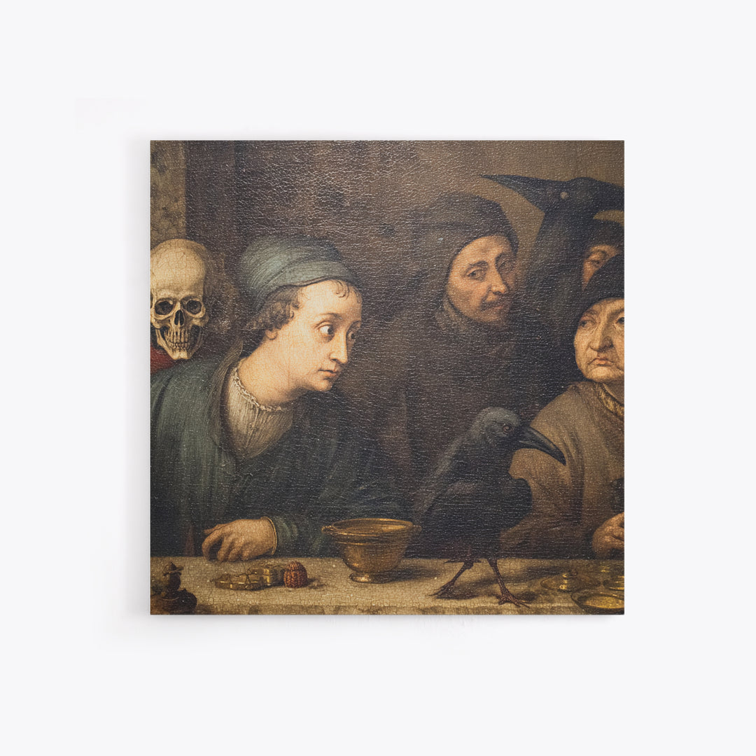 The Haunted Portrait, Danse Macabre Art, Square Wall Art, Dark Fantasy Wall Art, Canvas Print, Halloween Wall Art