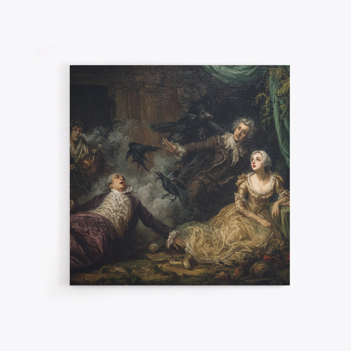 The Haunted Portrait, Gothic Nightmare Art, Square Wall Art, Dark Fantasy Wall Art, Framed Canvas Print, Halloween Wall Art