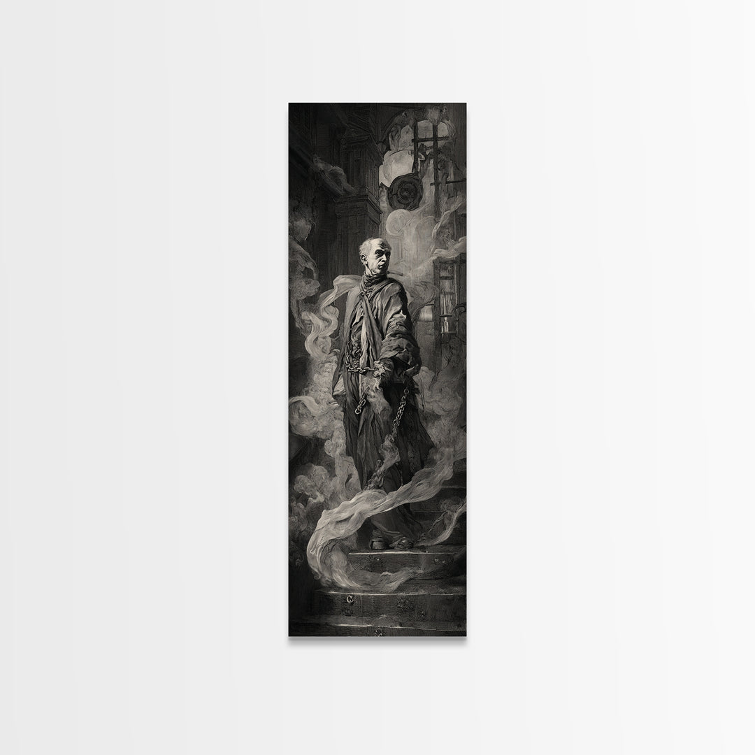 The Haunted Portrait, Architectural Etching Art, Tall Narrow Wall Art, Macabre Wall Art, Framed Canvas Print, Horror Wall Art