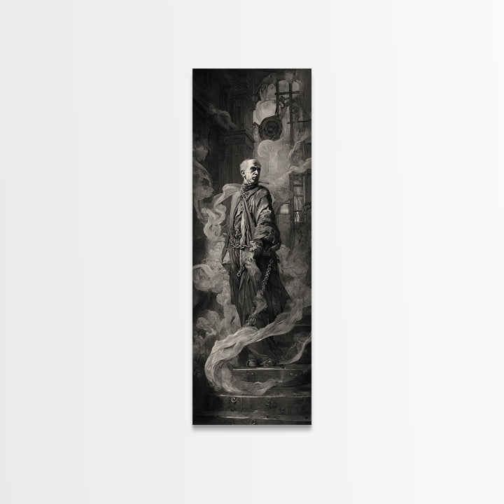 The Haunted Portrait, Architectural Etching Art, Tall Narrow Wall Art, Macabre Wall Art, Framed Canvas Print, Horror Wall Art