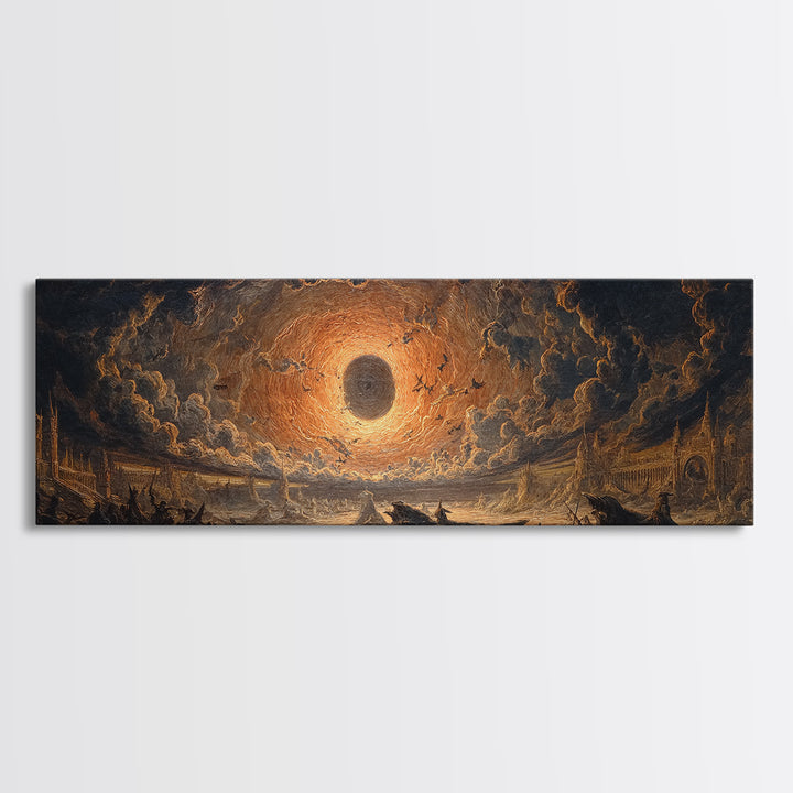 The Haunted Portrait, Apocalyptic Romantic Art, Extra Wide Wall Art, Macabre Wall Art, Framed Canvas Print, Halloween Wall Art