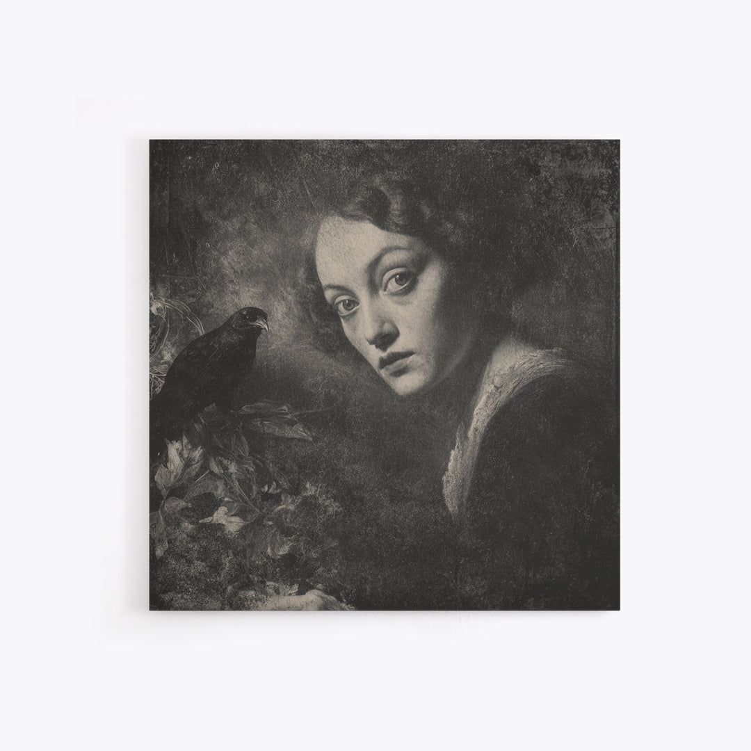 The Haunted Portrait, Symbolist Dream Art, Square Wall Art, Gothic Horror Wall Art, Framed Canvas Print, Halloween Wall Art