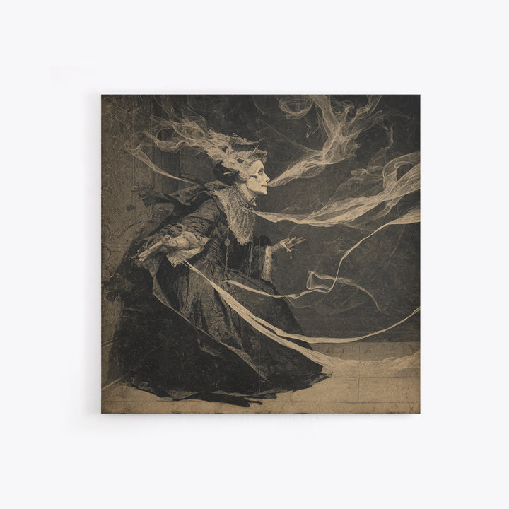 The Haunted Portrait, Decadent Gothic Art, Square Wall Art, Dark Halloween Decor, Framed Canvas Print, Halloween Wall Art