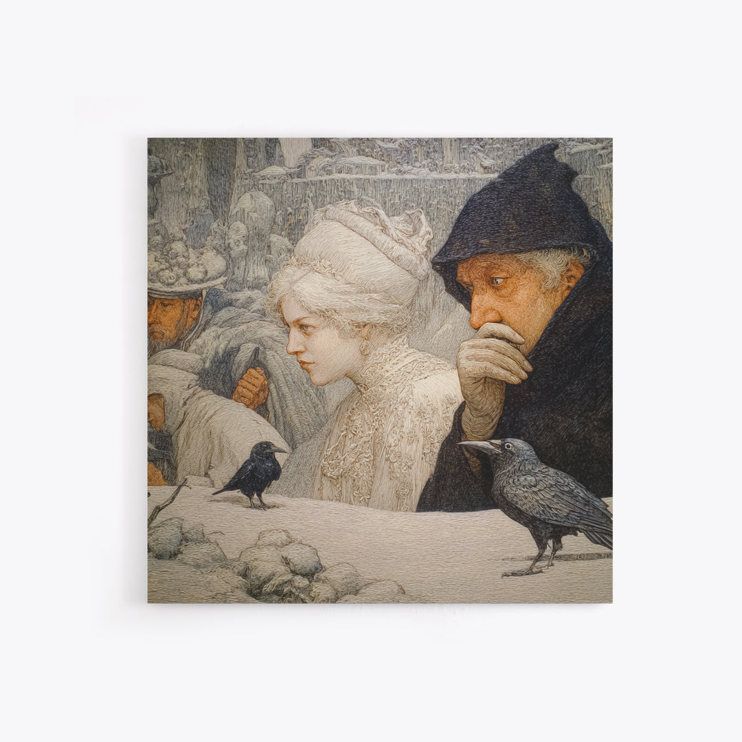 The Haunted Portrait, Symbolist Death Art, Square Wall Art, Gothic Horror Wall Art, Framed Canvas Print, Halloween Wall Art