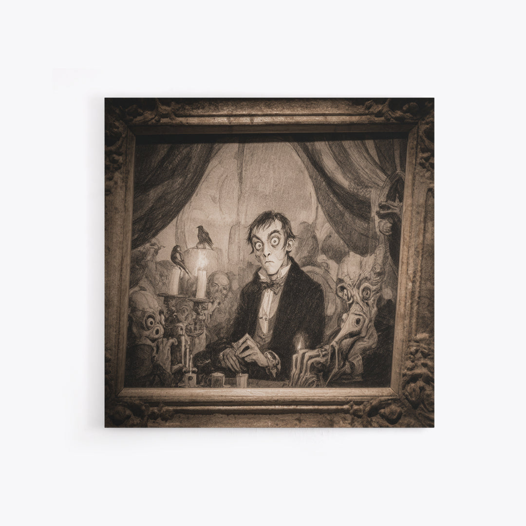 The Haunted Portrait, Expressionist Nightmare Art, Square Wall Art, Macabre Wall Art, Canvas Print, Halloween Wall Art, Dark Fantasy Art
