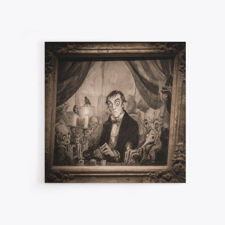 The Haunted Portrait, Expressionist Nightmare Art, Square Wall Art, Macabre Wall Art, Canvas Print, Halloween Wall Art, Dark Fantasy Art