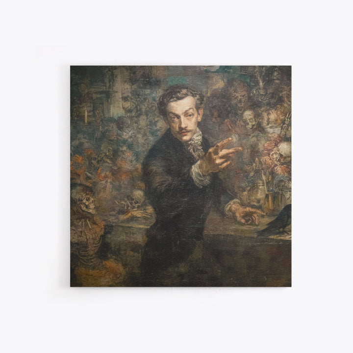 The Haunted Portrait, Grotesque Carnival Art, Square Wall Art, Dark Fantasy Wall Art, Framed Canvas Print, Halloween Wall Art