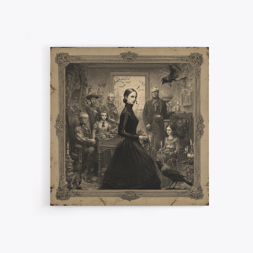 The Haunted Portrait, Victorian Macabre Art, Square Wall Art, Dark Fantasy Wall Art, Canvas Print, Halloween Wall Art, Horror Wall Art