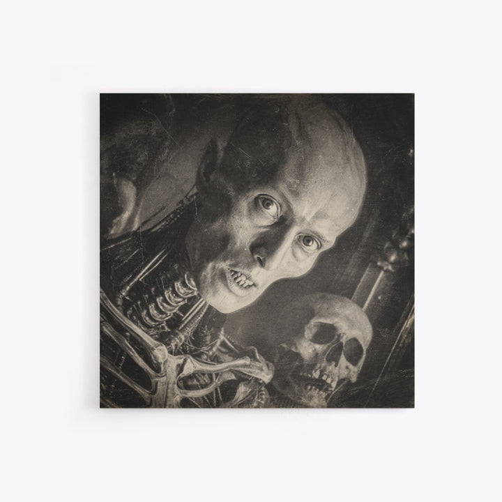 The Haunted Portrait, Biomechanical Horror Art, Square Wall Art, Dark Fantasy Wall Art, Framed Canvas Print, Halloween Wall Art