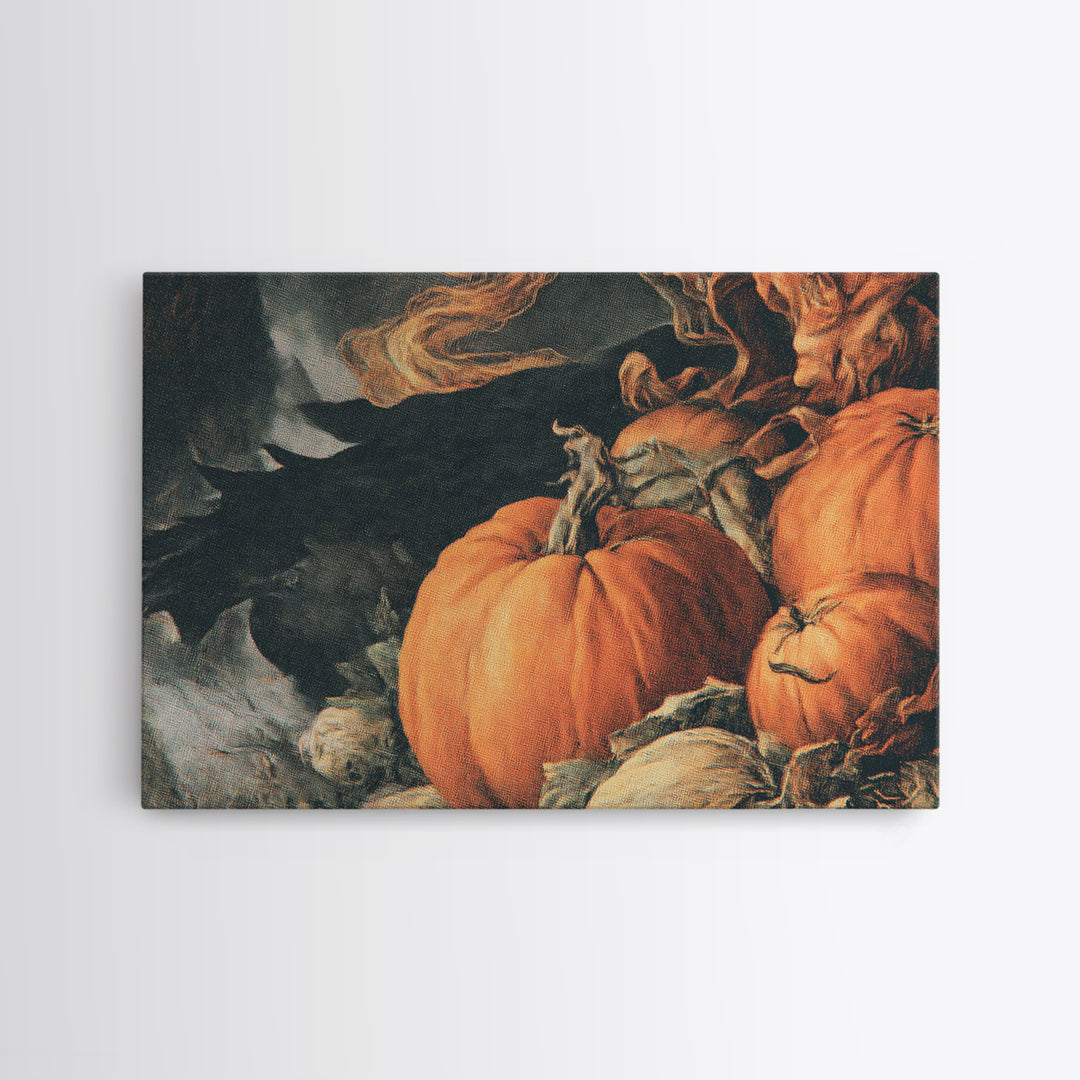 Vintage Orange-And-Black Halloween, Dark Renaissance Art, Landscape Wall Art, Macabre Wall Art, Canvas Print, Halloween Wall Art