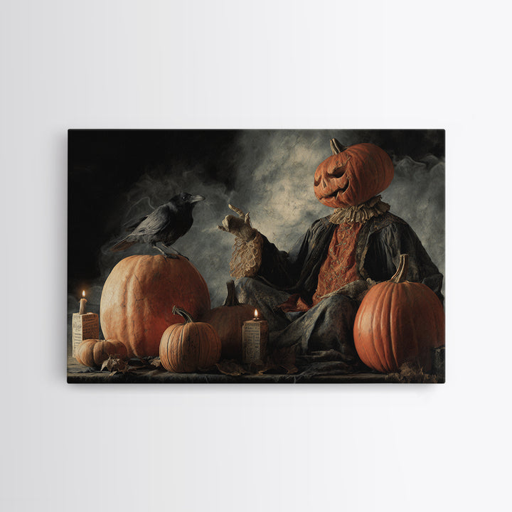 Vintage Orange-And-Black Halloween, Gothic Nightmare Art, Landscape Wall Art, Dark Fantasy Wall Art, Canvas Print, Halloween Wall Art