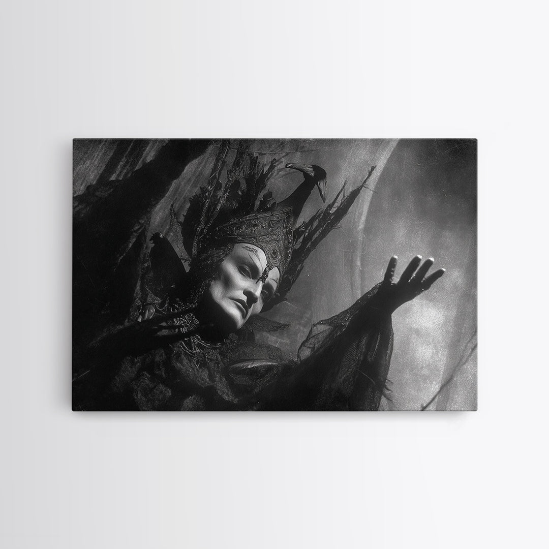 Monochrome Gothic Halloween, Dark Symbolist Art, Landscape Wall Art, Gothic Horror Wall Art, Framed Canvas Print