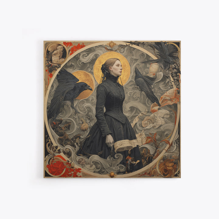 Victorian Mourning Halloween, Dark Renaissance Art, Square Wall Art, Macabre Wall Art, Framed Canvas Print, Halloween Wall Art