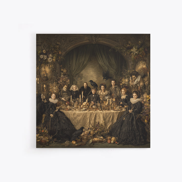 Victorian Mourning Halloween, Danse Macabre Art, Square Wall Art, Macabre Wall Art, Framed Canvas Print
