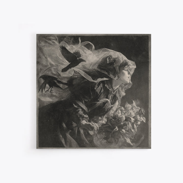 Victorian Mourning Halloween, Symbolist Dream Art, Square Wall Art, Dark Fantasy Wall Art, Canvas Print, Halloween Wall Art