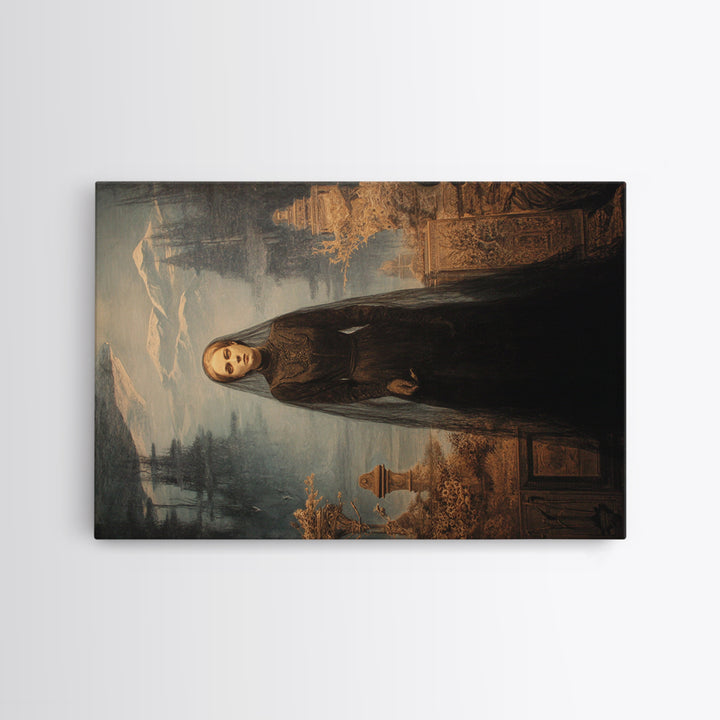 Victorian Mourning Halloween, Symbolist Gothic Landscape, Landscape Wall Art, Dark Halloween Decor, Framed Canvas Print, Halloween Wall Art