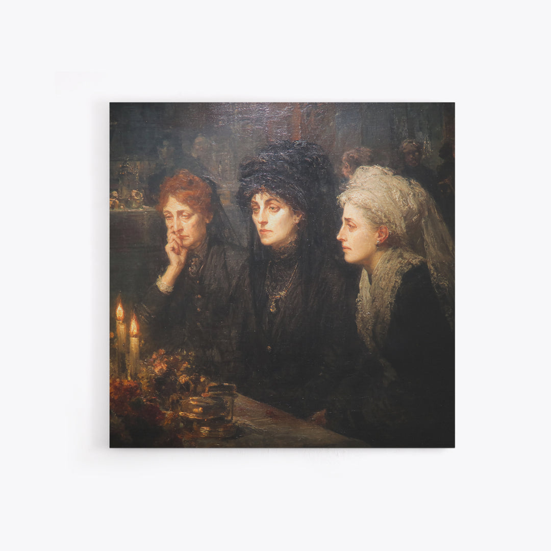 Victorian Mourning Halloween, Expressionist Gothic Art, Square Wall Art, Macabre Wall Art, Canvas Print, Halloween Wall Art