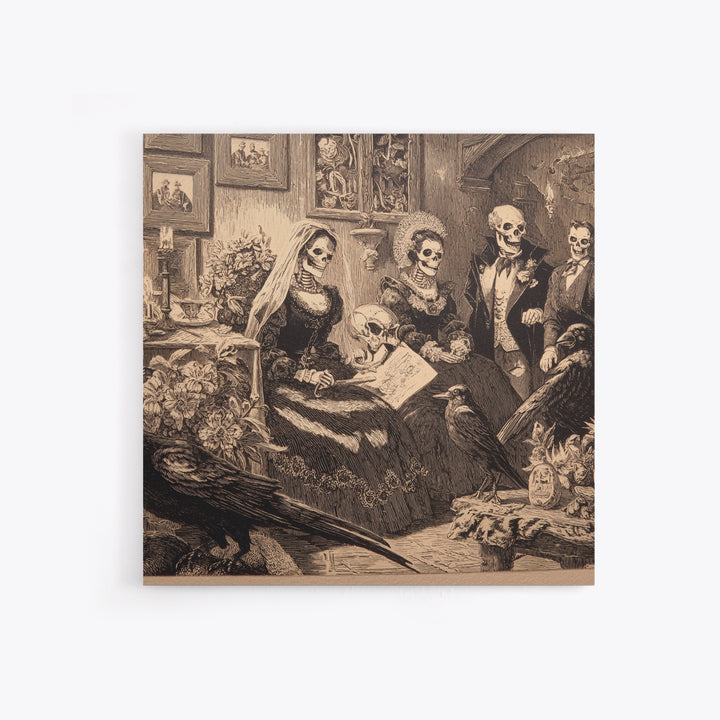 Victorian Mourning Halloween, Macabre Folk Print Art, Square Wall Art, Dark Halloween Decor, Canvas Print, Halloween Wall Art