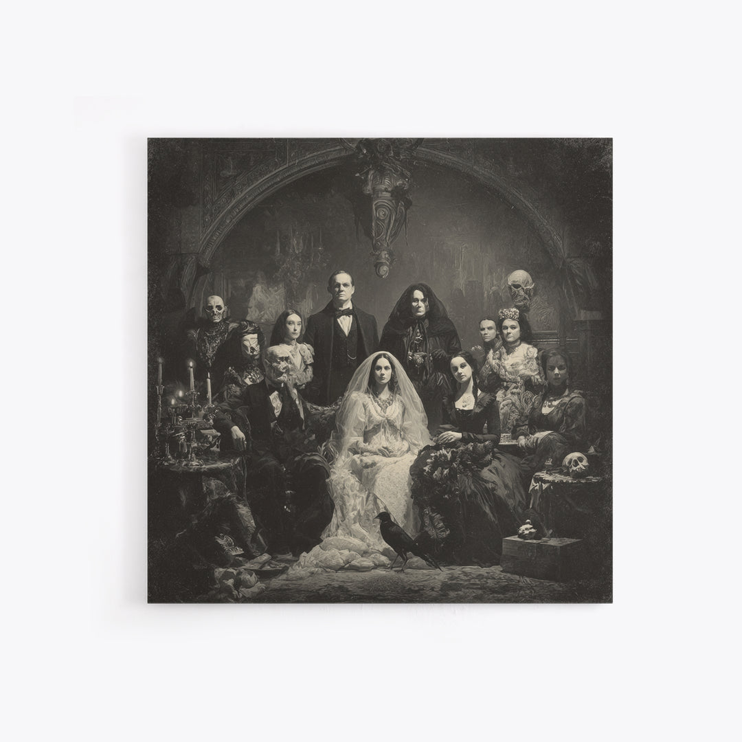 Victorian Mourning Halloween, Biomechanical Horror Art, Square Wall Art, Gothic Horror Wall Art, Framed Canvas Print, Halloween Wall Art
