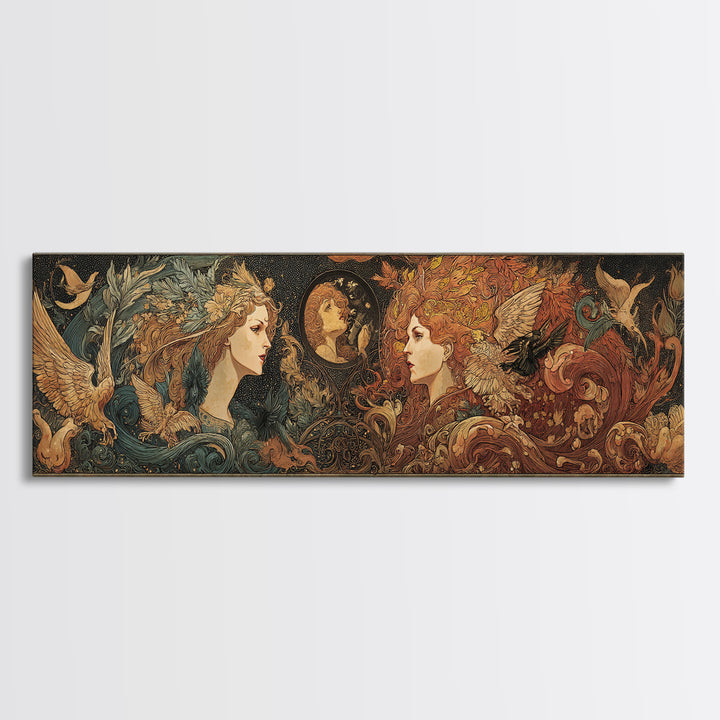 Art Nouveau Witchcraft, Visionary Gothic Art, Extra Wide Wall Art, Gothic Horror Wall Art, Canvas Print, Halloween Wall Art