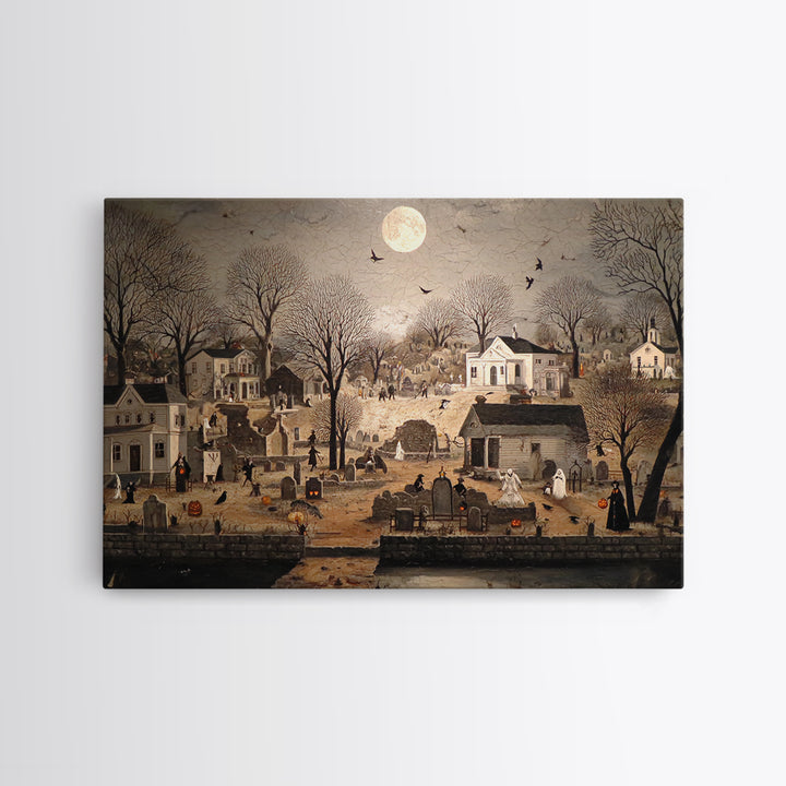1950s Halloween Nostalgia, Romantic Gothic Landscape, Landscape Wall Art, Dark Halloween Decor, Canvas Print, Halloween Wall Art
