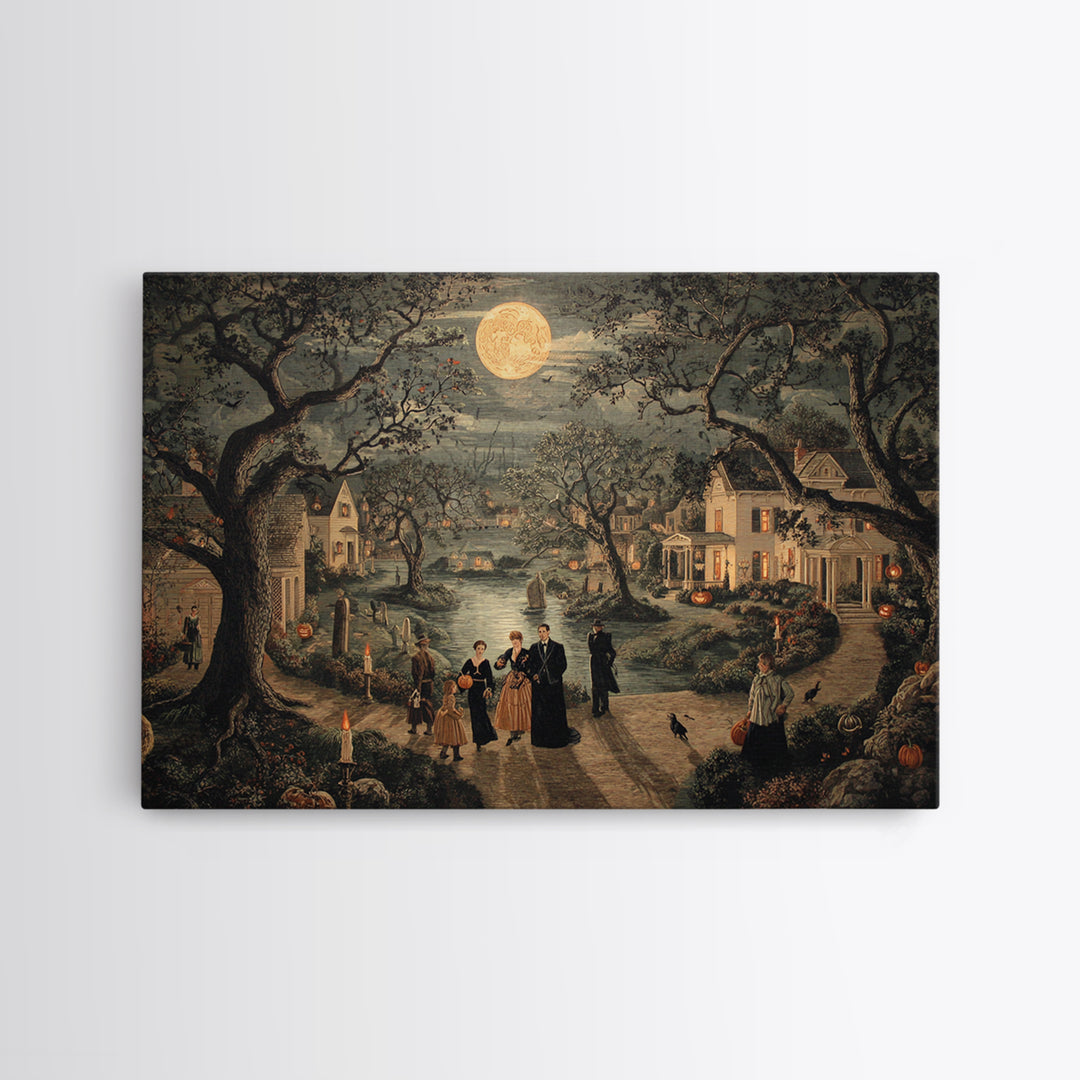 1950s Halloween Nostalgia, Symbolist Gothic Landscape, Landscape Wall Art, Dark Fantasy Wall Art, Canvas Print, Halloween Wall Art