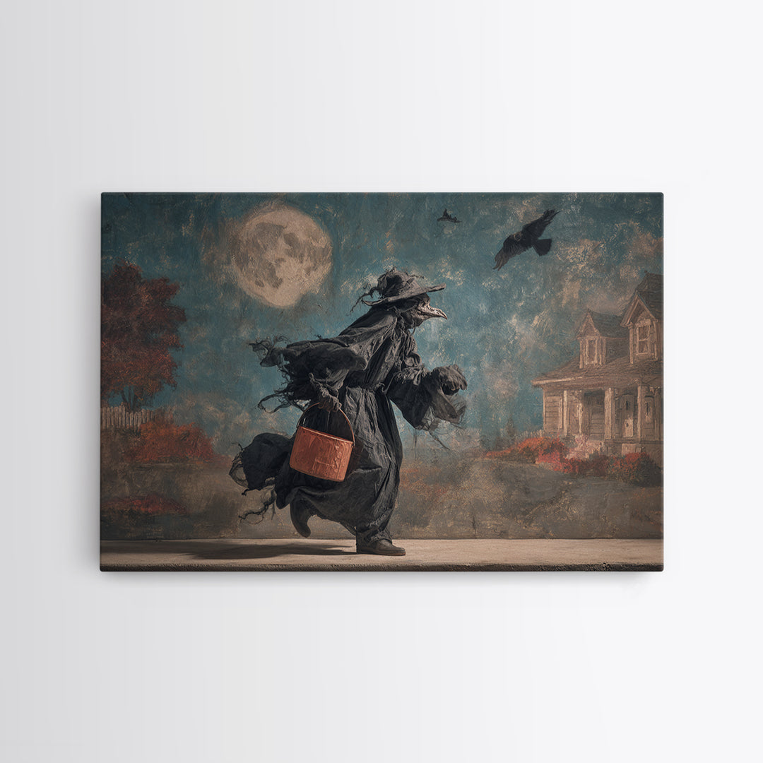 1950s Halloween Nostalgia, Expressionist Gothic Art, Landscape Wall Art, Dark Fantasy Wall Art, Framed Canvas Print, Halloween Wall Art