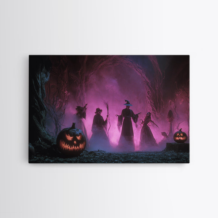 1980s Neon Horror, Dark Romantic Horror Art, Landscape Wall Art, Dark Fantasy Wall Art, Framed Canvas Print, Halloween Wall Art