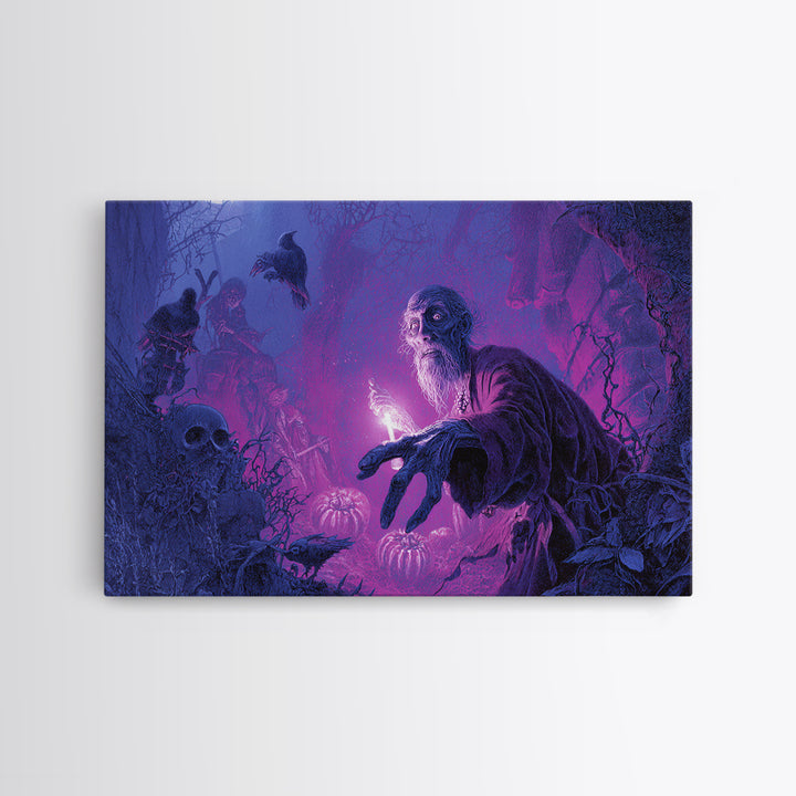 1980s Neon Horror, Expressionist Nightmare Art, Landscape Wall Art, Dark Fantasy Wall Art, Framed Canvas Print, Halloween Wall Art
