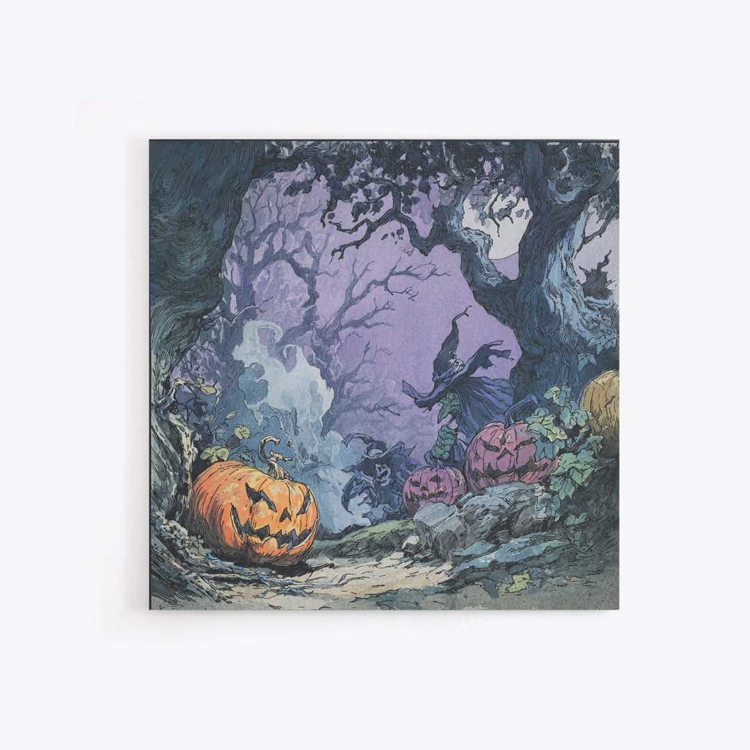 1980s Neon Horror, Gothic Storybook Art, Square Wall Art, Dark Fantasy Wall Art, Framed Canvas Print, Halloween Wall Art