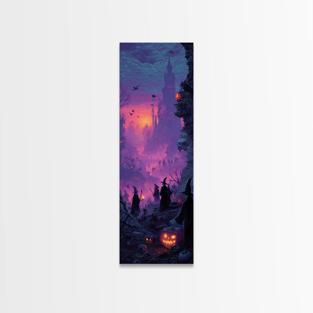 1980s Neon Horror, Surreal Apocalyptic Art, Tall Narrow Wall Art, Gothic Horror Wall Art, Framed Canvas Print, Halloween Wall Art