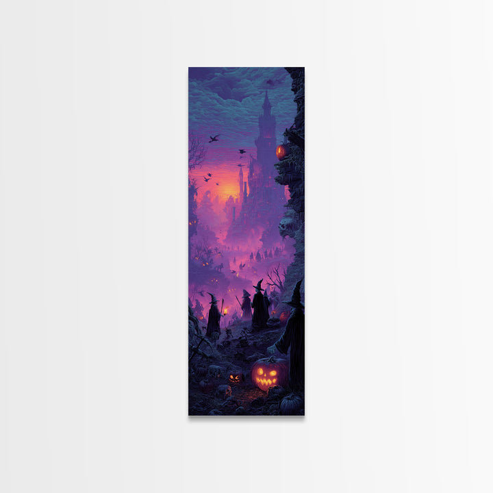 1980s Neon Horror, Surreal Apocalyptic Art, Tall Narrow Wall Art, Gothic Horror Wall Art, Framed Canvas Print, Halloween Wall Art