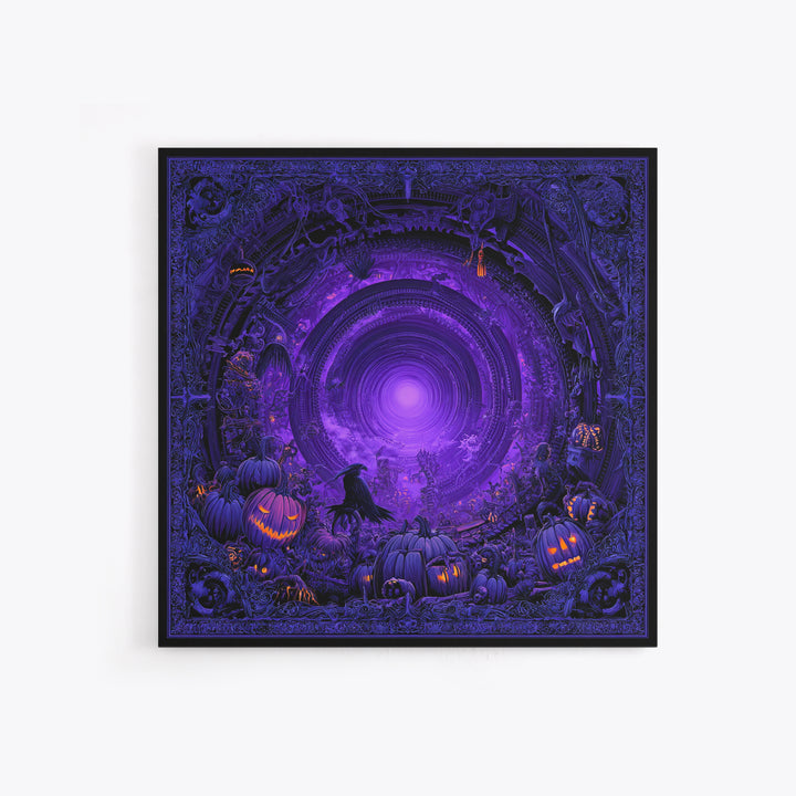 1980s Neon Horror, Biomechanical Horror Art, Square Wall Art, Dark Fantasy Wall Art, Canvas Print, Halloween Wall Art, Seasonal Home Decor