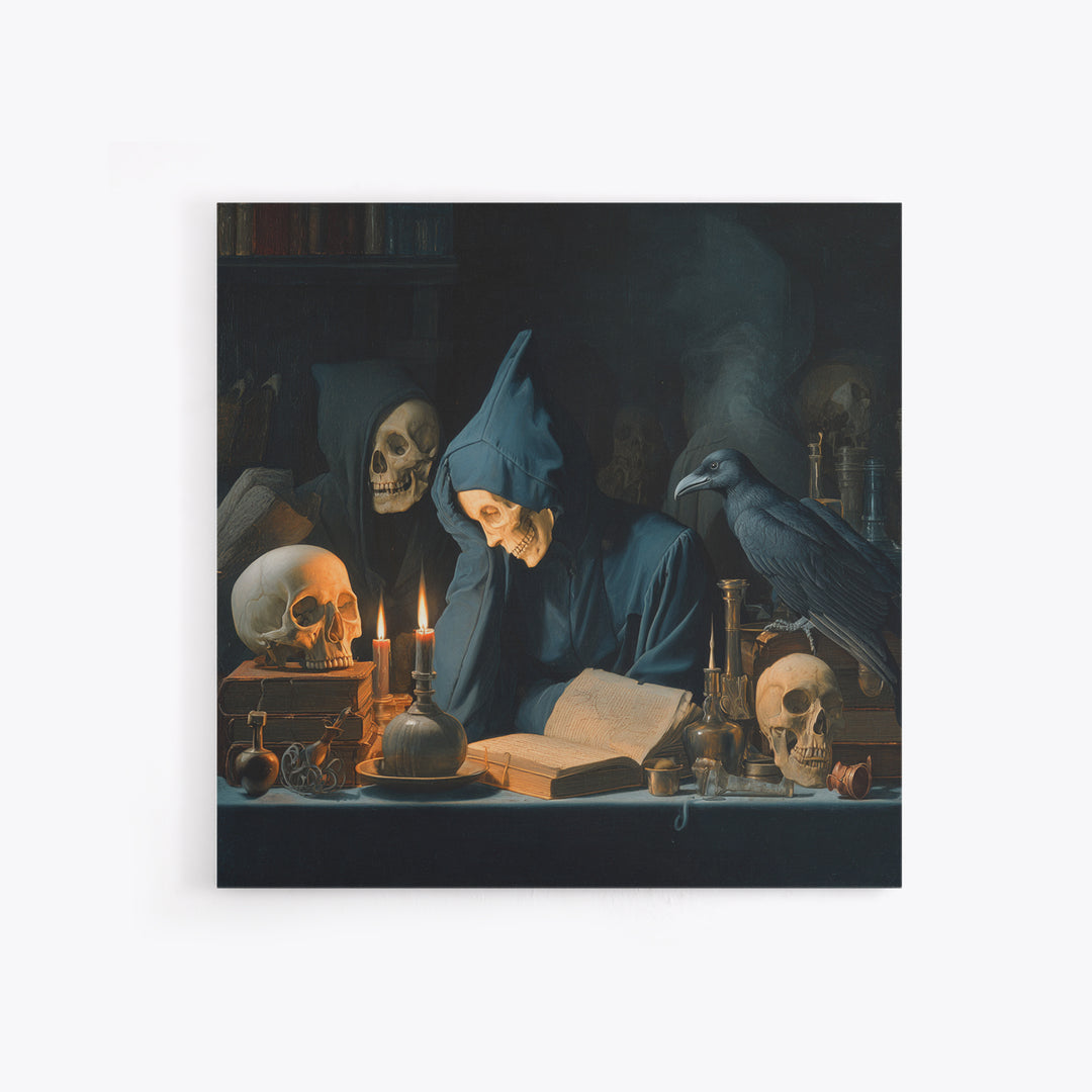Dark Academia Halloween, Danse Macabre Art, Square Wall Art, Gothic Horror Wall Art, Framed Canvas Print