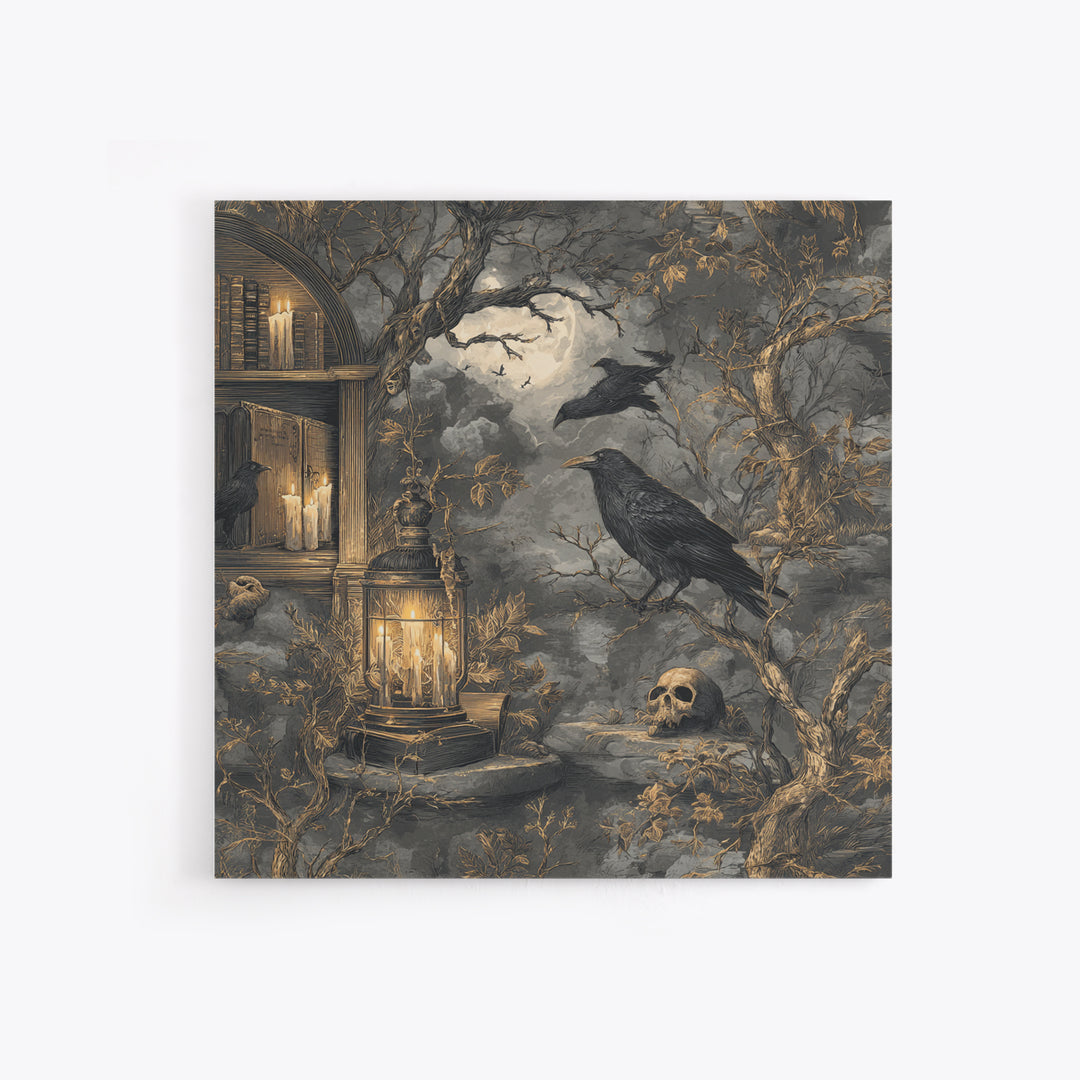 Dark Academia Halloween, Baroque Witchcraft Art, Square Wall Art, Dark Fantasy Wall Art, Framed Canvas Print, Halloween Wall Art