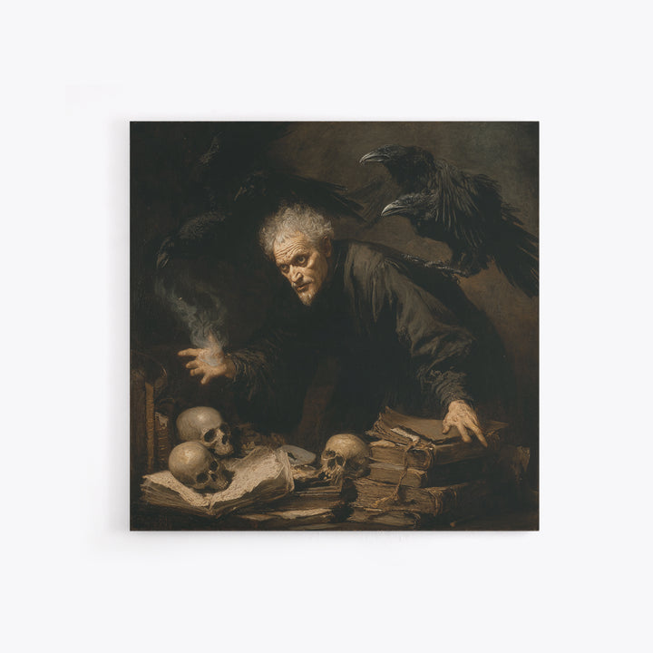 Dark Academia Halloween, Dark Romantic Horror Art, Square Wall Art, Dark Fantasy Wall Art, Canvas Print, Halloween Wall Art
