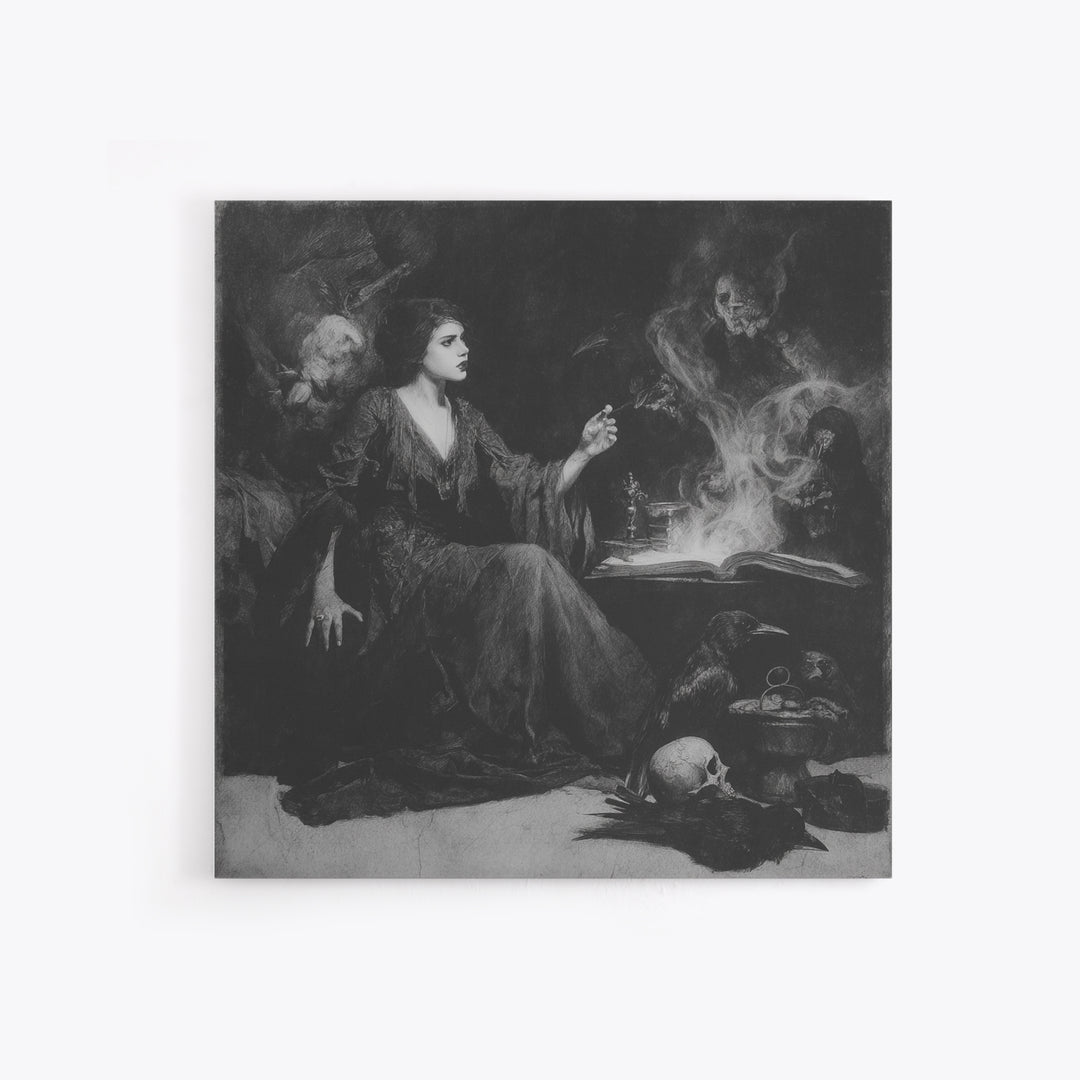 Dark Academia Halloween, Symbolist Dream Art, Square Wall Art, Dark Halloween Decor, Canvas Print, Halloween Wall Art